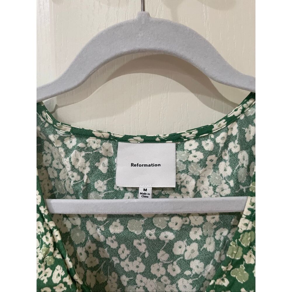 Reformation Calix Green Floral (Mento print) Mini Dress Women's Medium Spring - Picture 3 of 5
